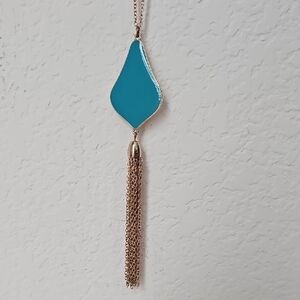 Chic Teal Pendant Necklace with Gold Chain